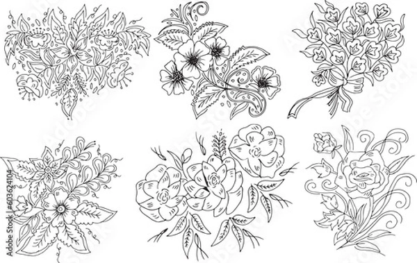 Obraz Set of Hand drawn flowers 