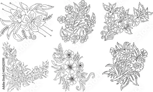 Obraz set of hand drawn flowers