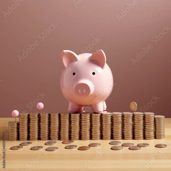 Obraz Piggy bank Money box saving money Coin Finance Saving money Financial education Investing Generative AI