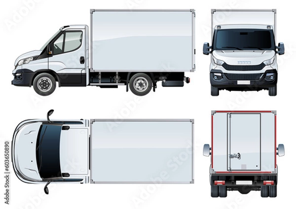 Fototapeta Delivery truck isolated on white. PNG format with transparency
