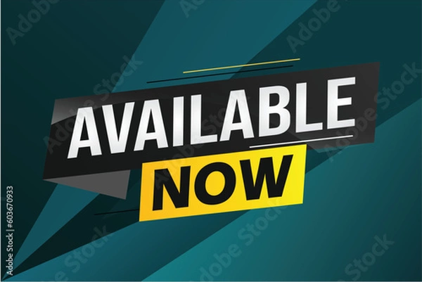 Obraz available now word concept vector illustration with lines 3d style for social media landing page, template, ui, web, mobile app, poster, banner, flyer, background, gift card, coupon, label, wallpaper