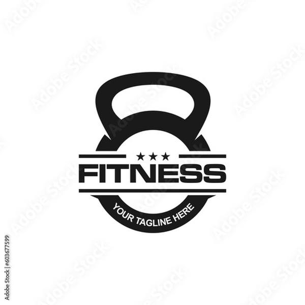 Fototapeta Fitness kettlebell logo template vector illustration. Suitable for your design need, logo, illustration, animation, etc.