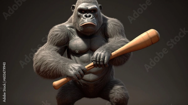 Obraz Gorilla character holding a bat