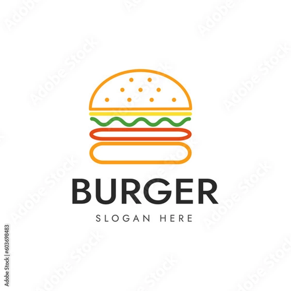 Obraz BURGER LOGO IN LINEAR STYLE WITH MULTI COLOURS OUTLINE