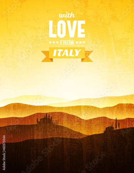 Obraz Vintage poster with a landscape of Tuscany