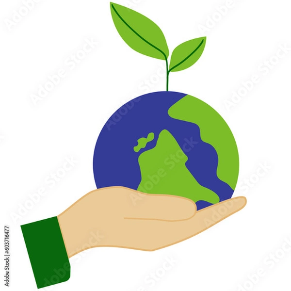 Fototapeta World environment day icon, earth day illustration, saving planet symbol - stock vector