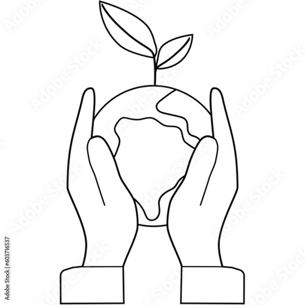 Fototapeta World environment day icon, earth day illustration, saving planet symbol - stock vector