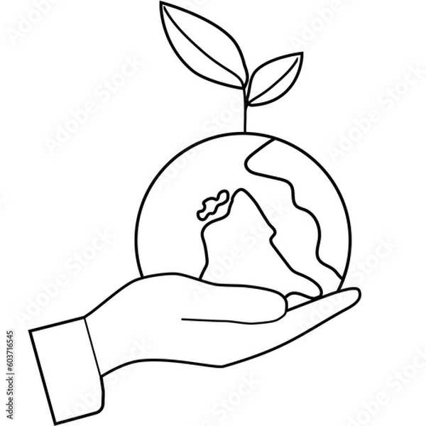 Fototapeta World environment day icon, earth day illustration, saving planet symbol - stock vector