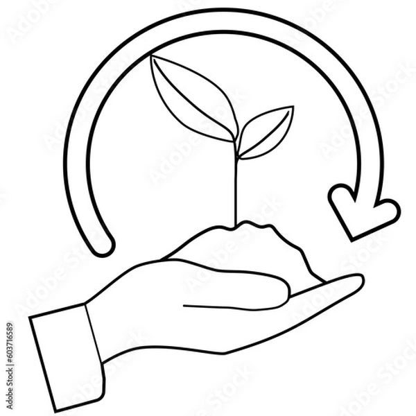 Fototapeta World environment day icon, earth day illustration, saving planet symbol - stock vector