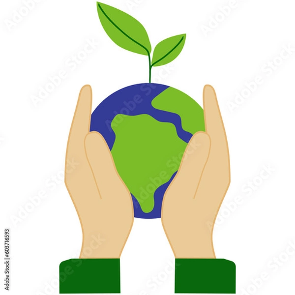 Fototapeta World environment day icon, earth day illustration, saving planet symbol - stock vector