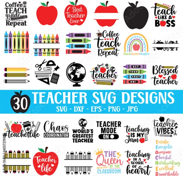Obraz Teacher elements svg bundle