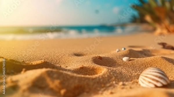 Fototapeta Perfect tropical beach landscape. Vacation holidays background. Generative AI