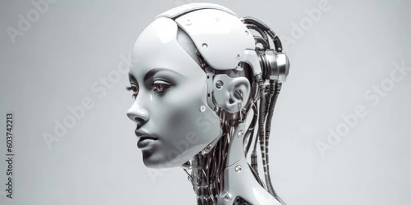 Fototapeta Portrait of a cyborg woman, generative AI