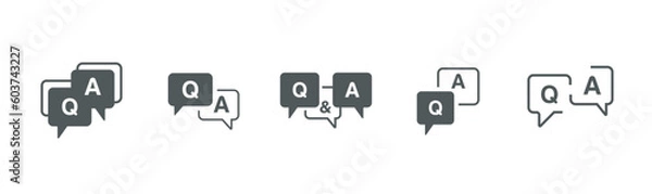 Obraz FAQ,Questions and Answers icon Flat Icon Solid style.Q and A speech outline sign.Different style icons set.Vector minimal trendy thin line Vector illustration.