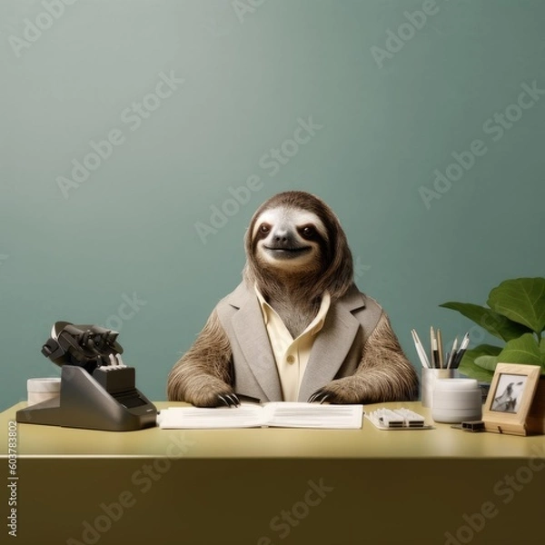 Fototapeta sloth in office