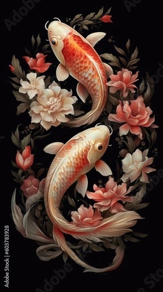 Fototapeta red and yellow fish