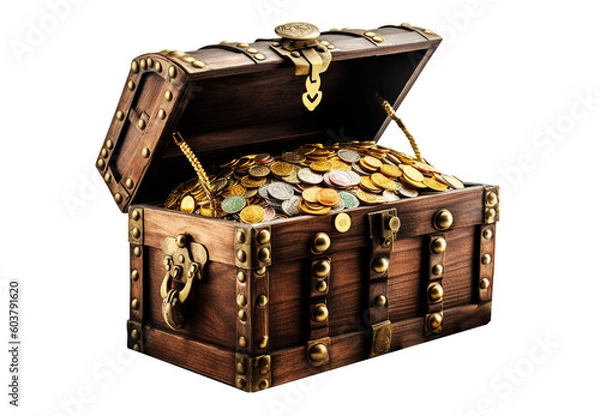 Fototapeta Treasure chest on transparent background. Generative AI.