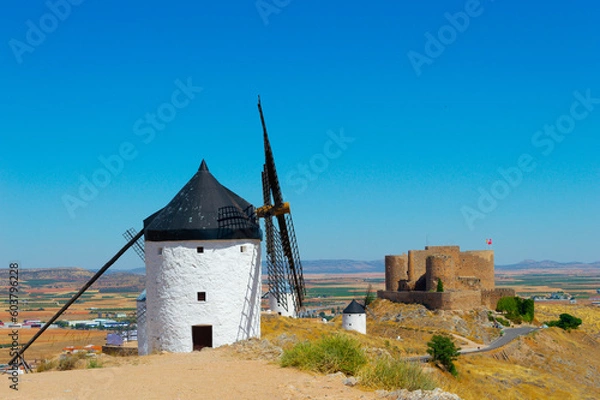 Fototapeta old white windmills