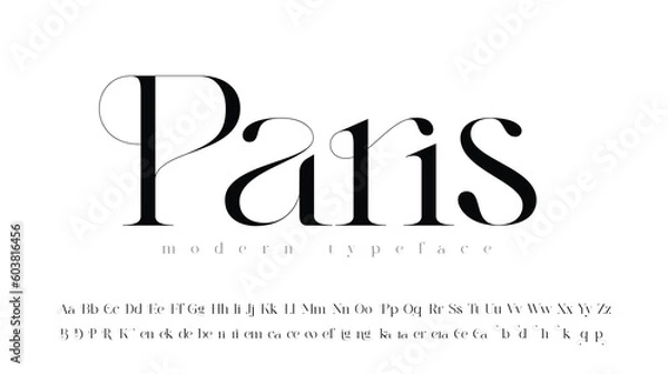 Fototapeta Thin serif font in modern style, this typeface has a big set of ligatures and alternates and can be used for logos