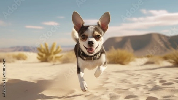 Fototapeta Chihuahua Running on Sand Dunes