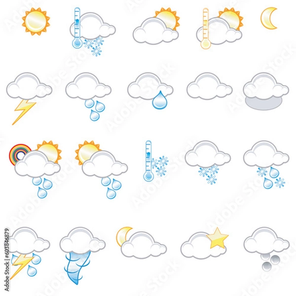 Fototapeta Set of different weather icons