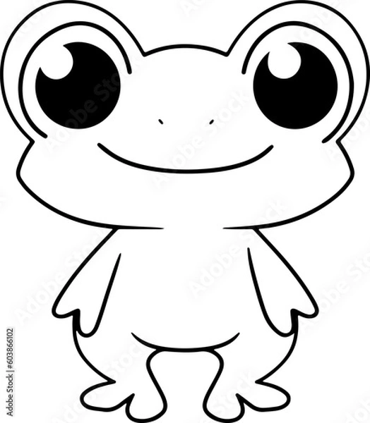 Fototapeta Frog vector illustration. Black and white Frog coloring book or page for children