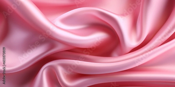 Fototapeta Baker miller pink silk satin background, elegant wavy fold by generative AI tools