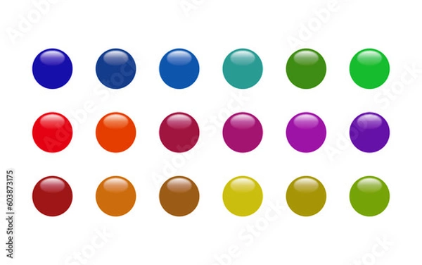 Fototapeta Set of colorful gradient round buttons for websites and apps