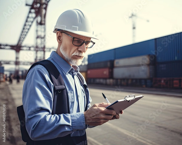 Obraz A senior engineer is supervising the work at a warehouse