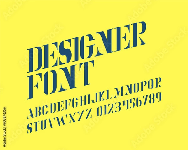 Obraz Condensed Designer Font Set in vector format