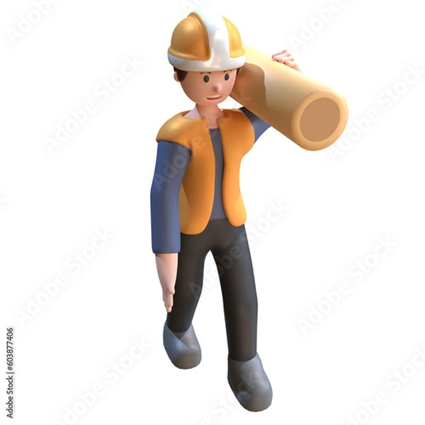 Fototapeta 3D Character industrial workers