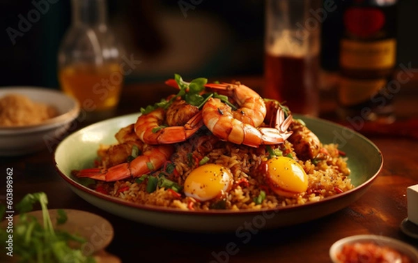 Obraz fried rice with shrimp