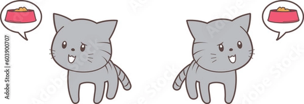 Fototapeta お腹を空かして餌をねだる猫