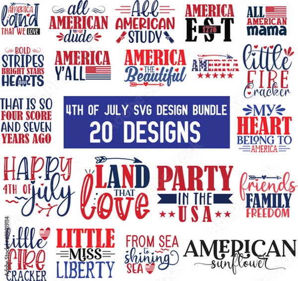 Fototapeta 4th of july svg design bundle