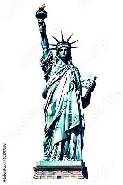Fototapeta Statue of Liberty, Watercolor Clipart created with Generative AI Tools
