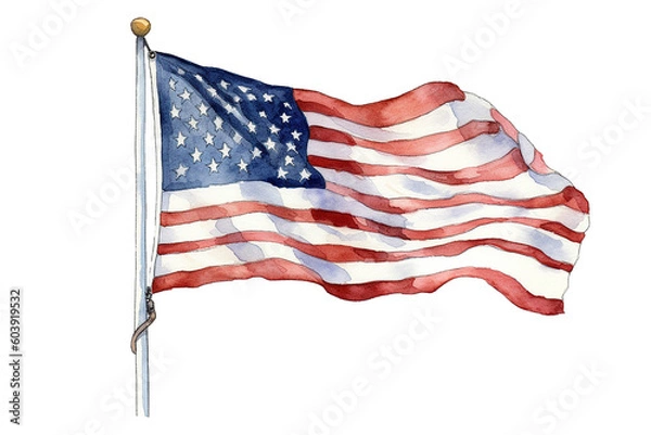 Fototapeta Watercolor USA Flag Clipart created with Generative AI Tools