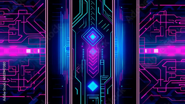 Obraz Art Deco inspired abstract technology background Generative AI