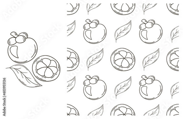 Fototapeta Coloring pattern for kitchen, restaurant or shop. Set in hand draw style