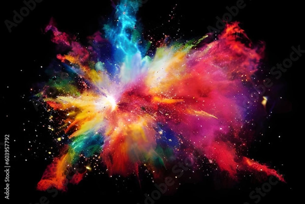 Obraz 色鮮やかな爆発のイメージ　インク　絵の具　黒