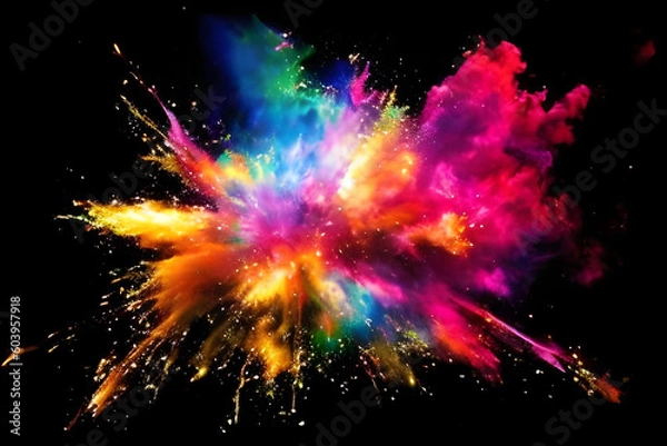 Obraz 色鮮やかな爆発のイメージ　インク　絵の具　黒