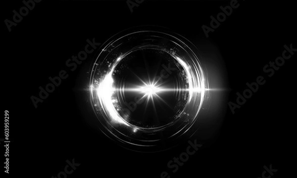 Obraz Glow swirl light effect. Circular lens flare. Abstract rotational lines on transparent background	