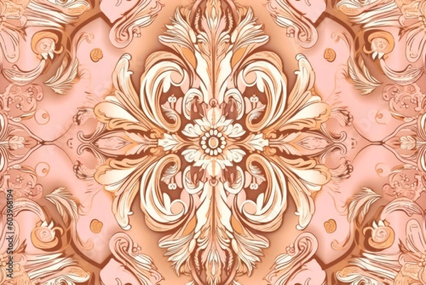 Fototapeta luxury peach gold baroque vintage ornament background