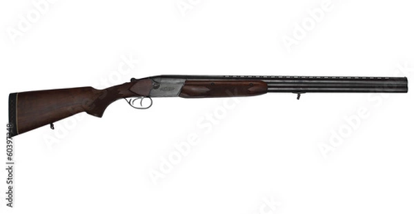 Fototapeta Double-barrelled hunting gun isolated on white