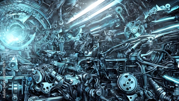 Obraz 近未来な機械の背景イメージ　サイバー