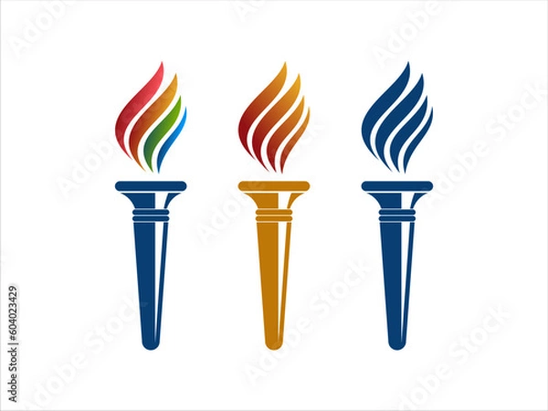 Obraz Torch fire flame icon set vector logo illustration 