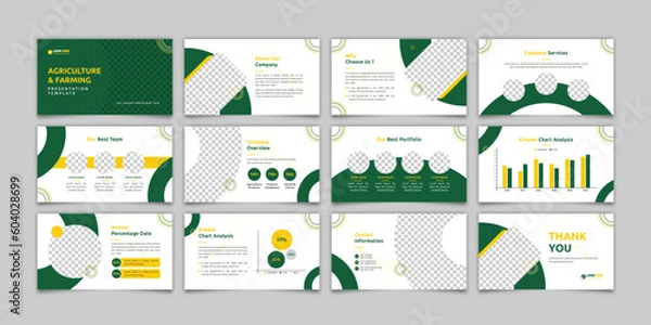 Fototapeta Farming Powerpoint Presentation Template, Agriculture Presentation Slide , Vector infographics, Annual Report, Company Profile Design