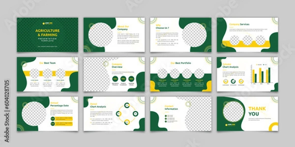 Fototapeta Farming Powerpoint Presentation Template, Agriculture Presentation Slide , Vector infographics, Annual Report, Company Profile Design