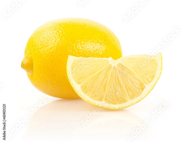 Fototapeta Lemon and Slice Isolated on White Background