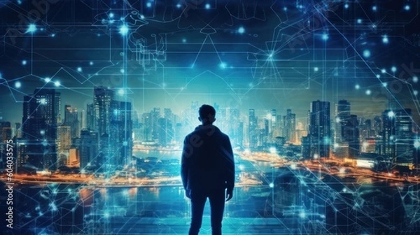 Fototapeta Technology and innovation are being used to overcome the challenges of this new world