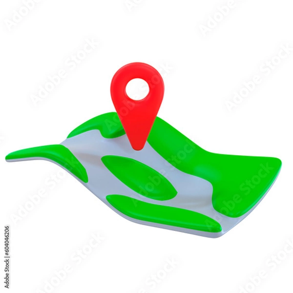 Fototapeta Location marker with map 3d illustration